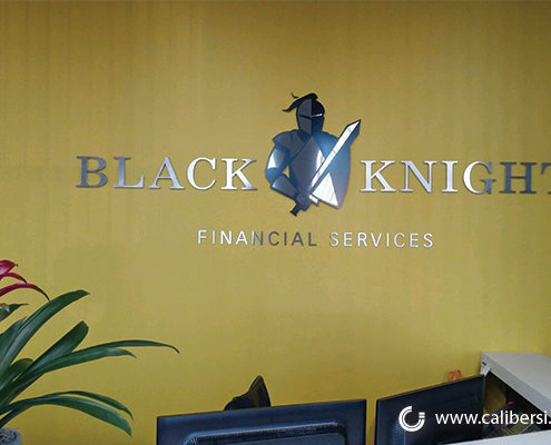 Black Knight Interior Reception Sign Orange County - Caliber Signs & Imaging in Irvine Call: 949-748-1070