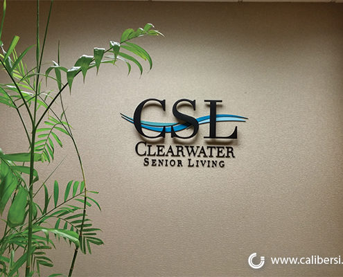 Clearwater Acrylic Lobby Sign Orange County - Caliber Signs & Imaging in Irvine Call: 949-748-1070