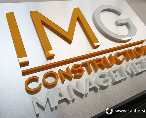 IMG Construction Management Custom Lobby Sign Orange County - Caliber Signs & Imaging in Irvine Call: 949-748-1070
