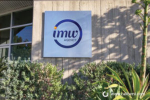 IMW Agency exterior building aluminum sign Orange County - Caliber Signs & Imaging in Irvine Call: 949-748-1070