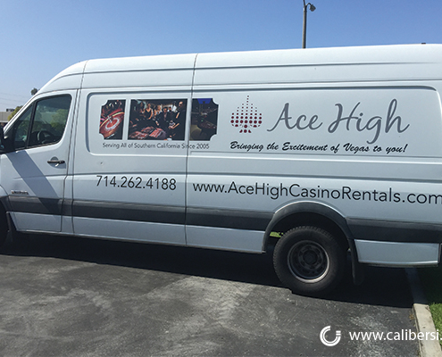 Ace High Casino Vehicle lettering graphics Orange County by Caliber Signs & Imaging in Irvine - Call 949-748-1070