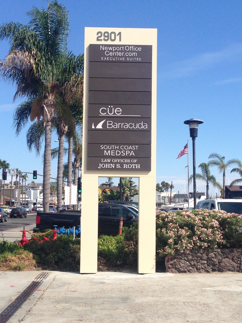 Tenant Pylon Sign in Newport Beach CA for Executive Suites