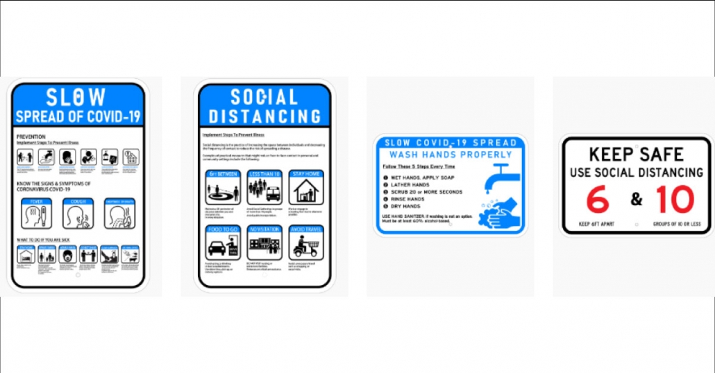 COVID 19 Social Distancing Signs and Graphics