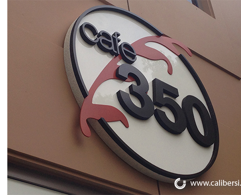 Cafe 350 storefront lettering