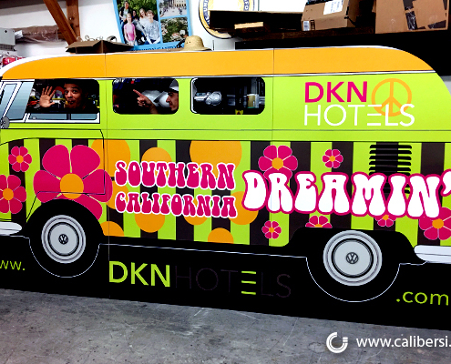 Custom Bus Cut Out Wrap DKN Hotels Caliber Signs and Imaging