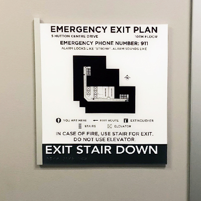 Custom Evacuation Sign Stair Down Sign Irvine CA Caliber Signs and Imaging 1