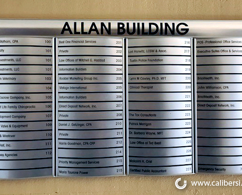 Allan building Directory Signs