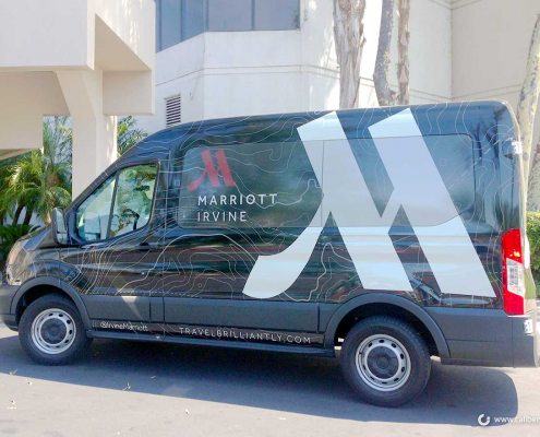 Hotel Fleet Identification Shuttle Wrap Marriot Hotel Vehicle Newport Beach CA Caliber Signs and Imaging