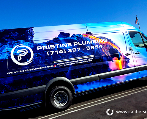 Large Van Full Wrap Corporate Image Wrap Pristine Plumbing Caliber Signs and Imaging