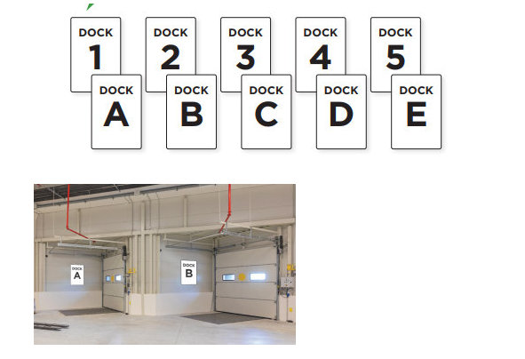 Aisle and Dock Numbers and Letters for Warehouses
