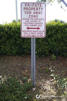Private property tow away signs in Orange County CA
