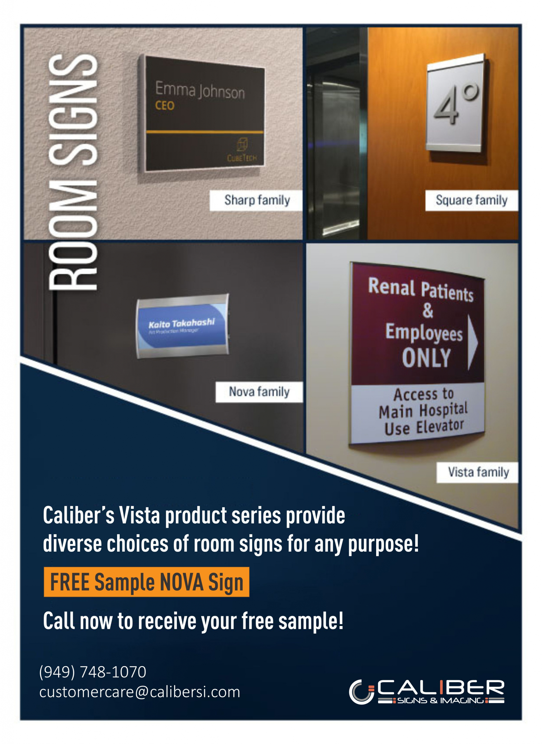 room signs from Vista Systems in Orange County CA