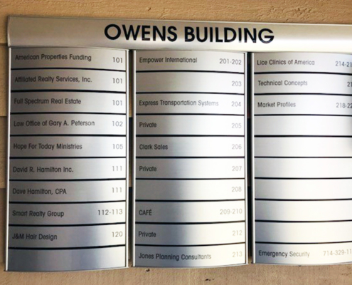 Indoor Directory Sign for Offices in Orange County